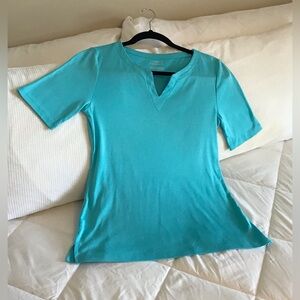 Talbots Pima Cotton Vibrant Turquoise Summer Top
